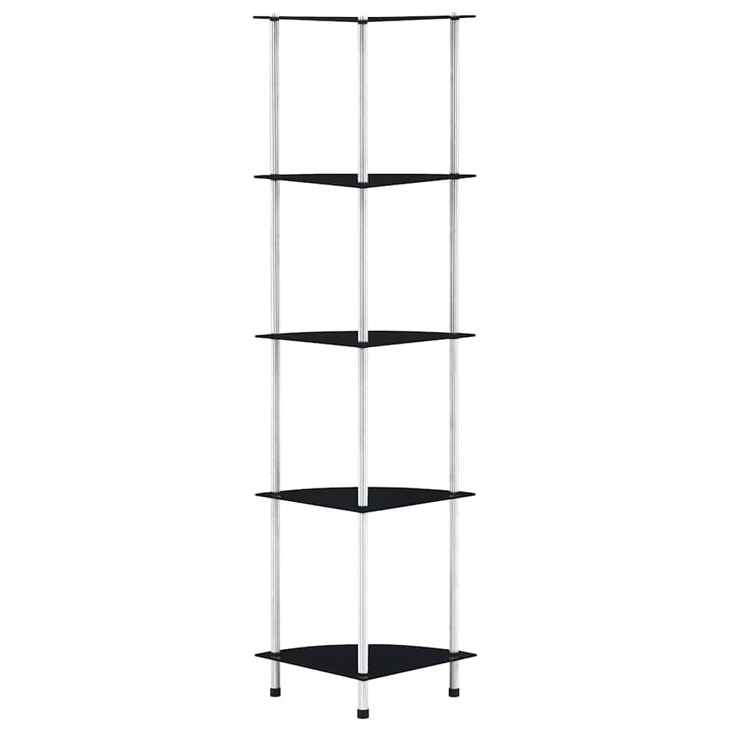 Kastje 5-laags 30x30x130 cm gehard glas zwart is nu te koop bij PeponiXL, paradijselijk wonen!