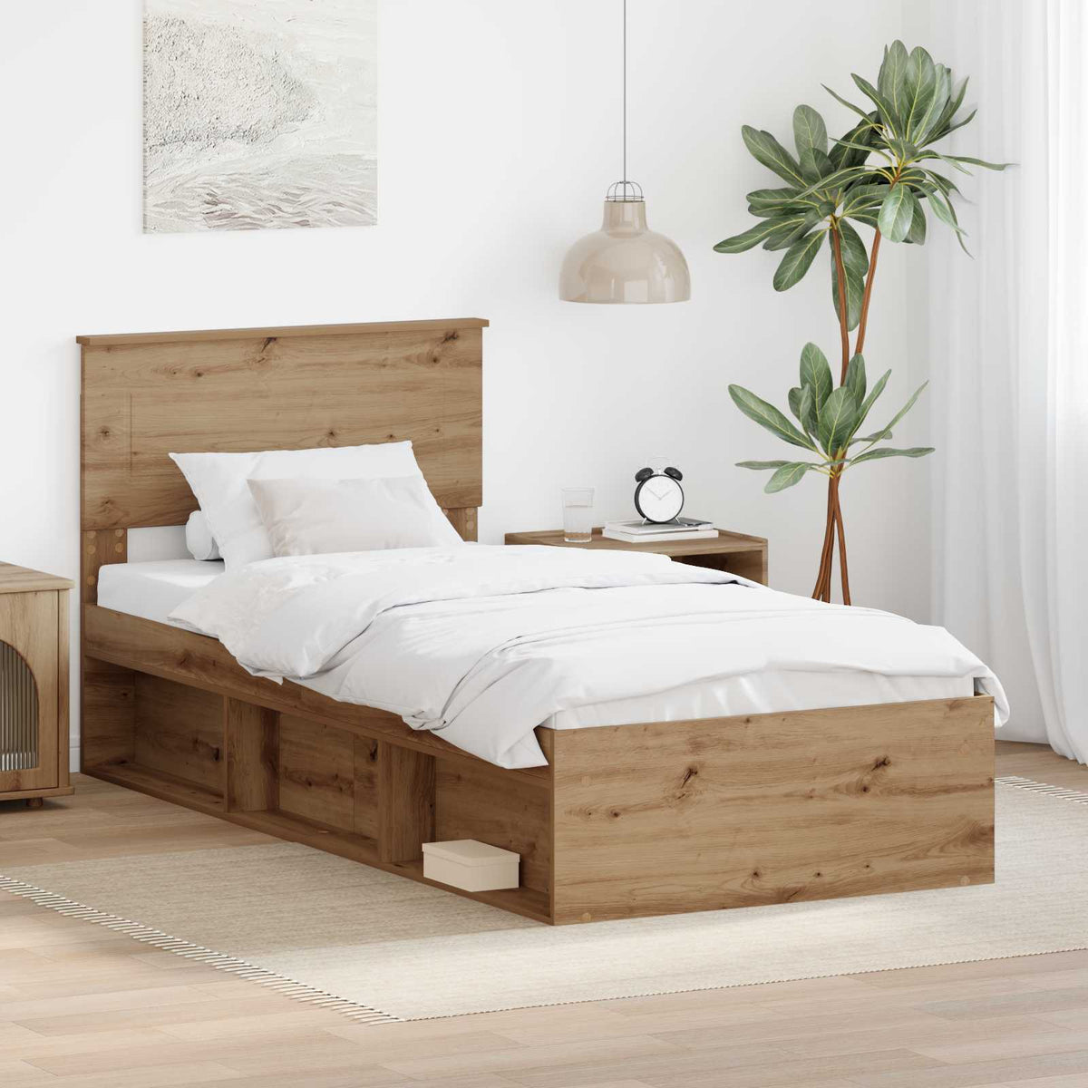 Bedframe Ambachtelijk eiken 75 x 190 cm Bewerkt hout is nu te koop bij PeponiXL, paradijselijk wonen!