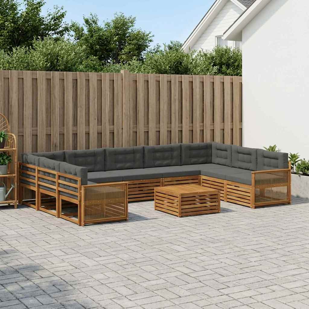 Buiten bankenset met kussen 10 pcs Natuurlijk en Antraciet is nu te koop bij PeponiXL, paradijselijk wonen!