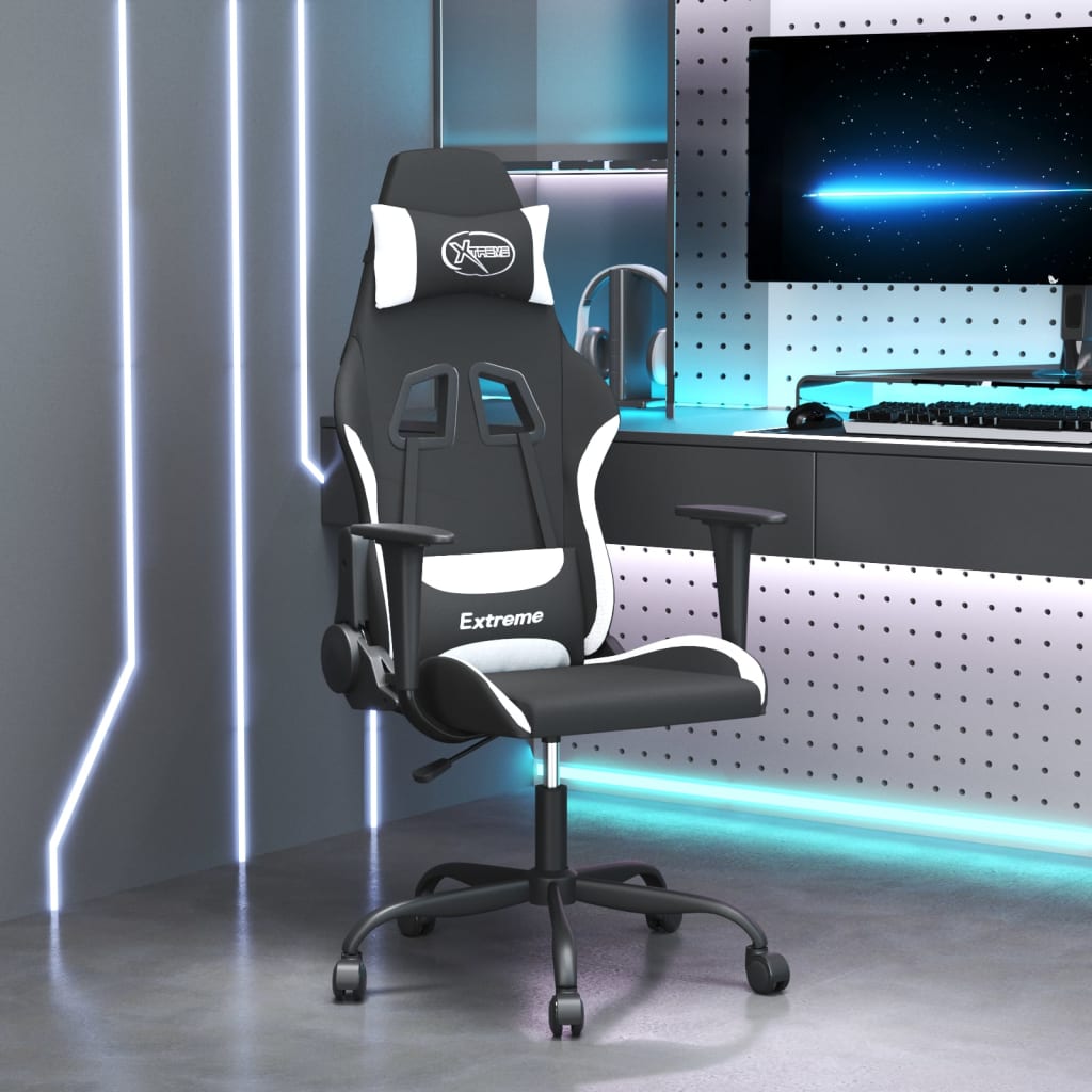 Gamestoel stof zwart en wit is nu te koop bij PeponiXL, paradijselijk wonen!