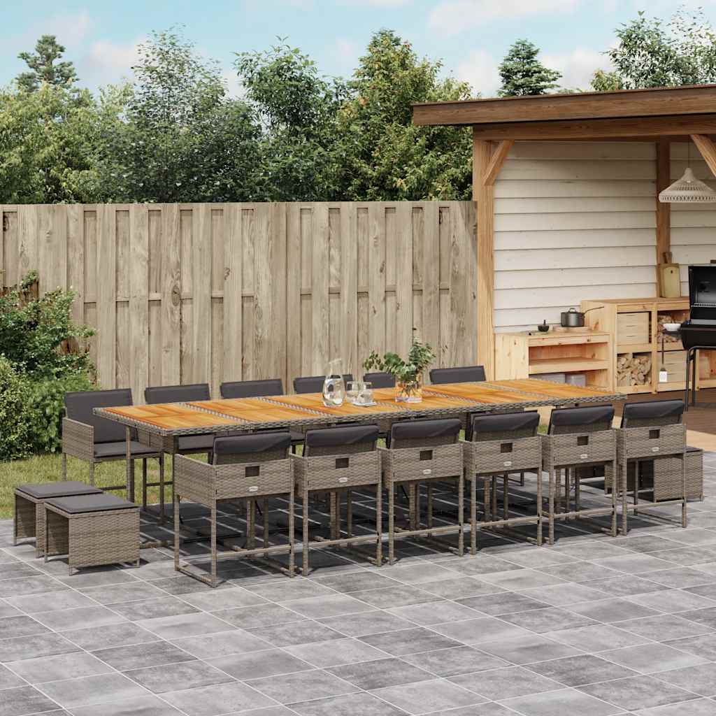 17-delige Tuinset met kussens poly rattan grijs is nu te koop bij PeponiXL, paradijselijk wonen!