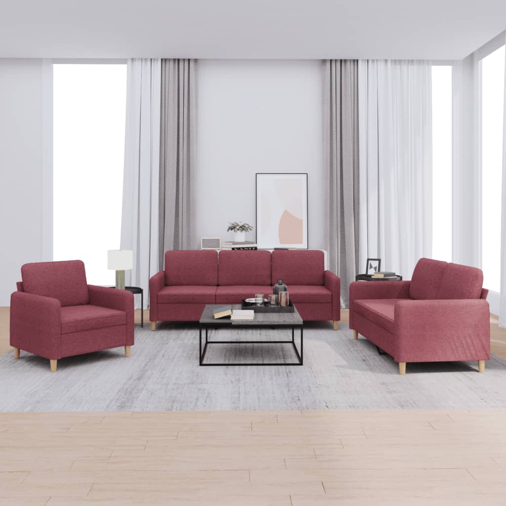 3-delige Loungeset met kussens stof wijnrood is nu te koop bij PeponiXL, paradijselijk wonen!