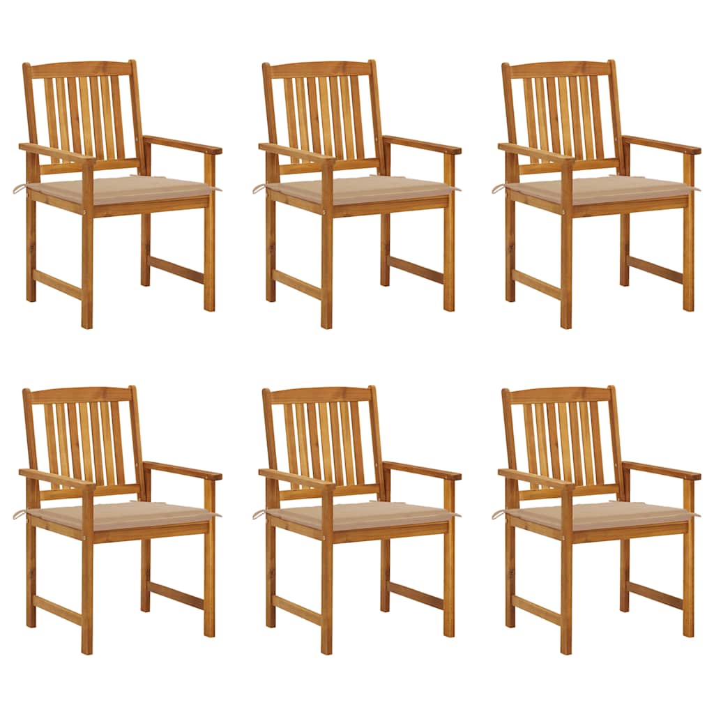 Tuinstoelen 6 st met kussens massief acaciahout is nu te koop bij PeponiXL, paradijselijk wonen!