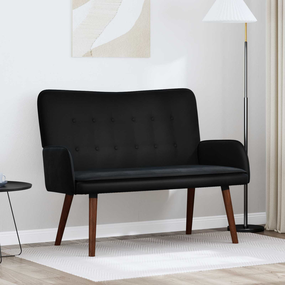 Twee Persoons Sofa Zwart 115 x 61 x 87 cm Fluweel is nu te koop bij PeponiXL, paradijselijk wonen!