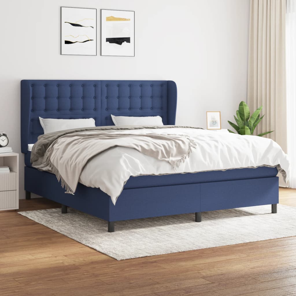 Boxspring met matras stof blauw 180x200 cm is nu te koop bij PeponiXL, paradijselijk wonen!