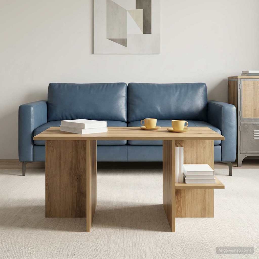 Salontafel Artisanaal eiken 87 x 50 x 45 cm Geconstrueerd hout is nu te koop bij PeponiXL, paradijselijk wonen!