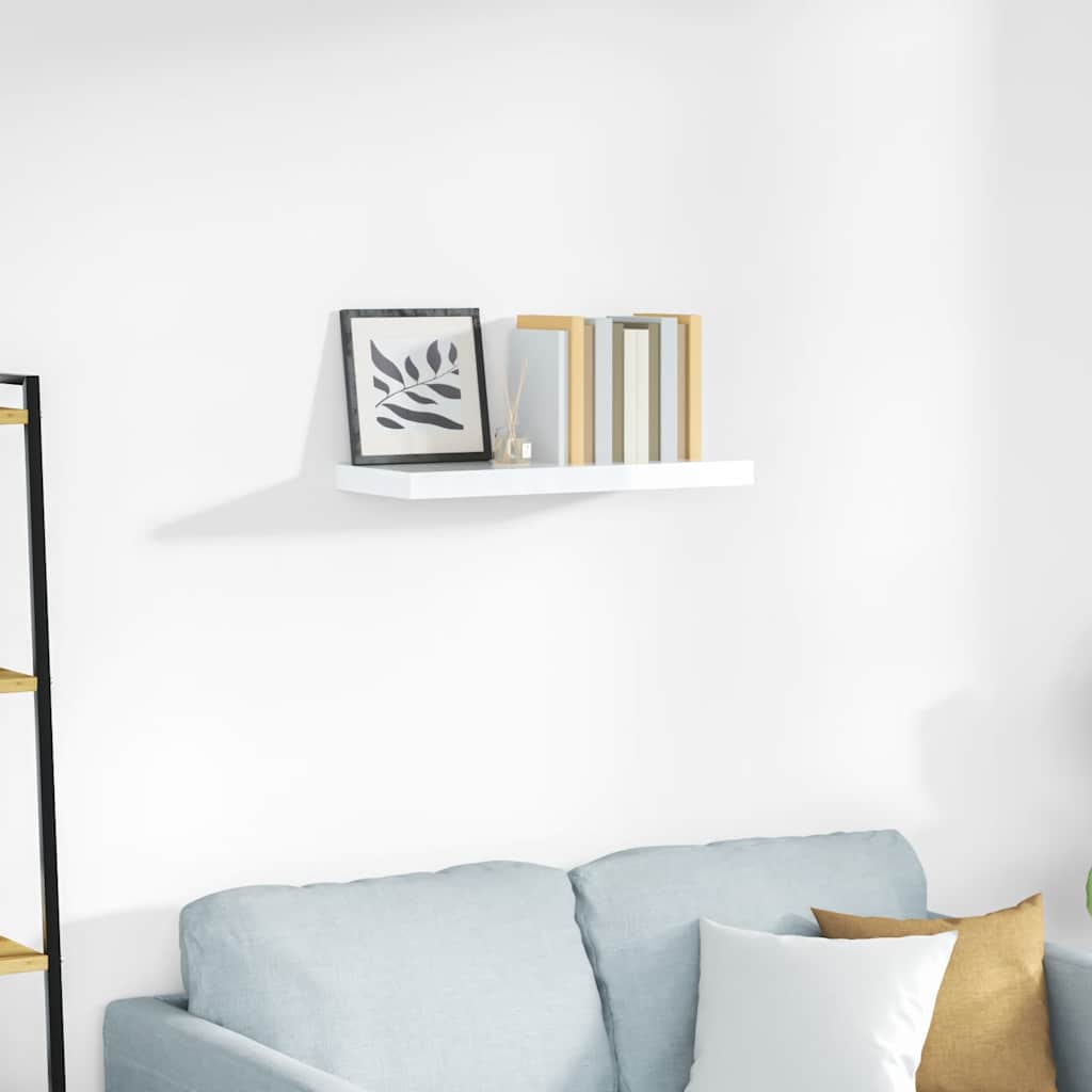 Wandschap zwevend 60x23,5x3,8 cm MDF hoogglans wit is nu te koop bij PeponiXL, paradijselijk wonen!