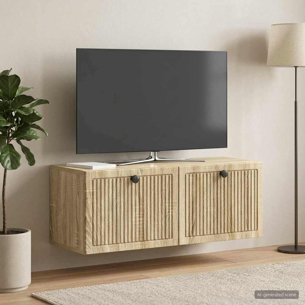 Wandbeugel TV-kast Sonoma Eiken 78,5 x 31 x 30 cm Bewerkt hout is nu te koop bij PeponiXL, paradijselijk wonen!