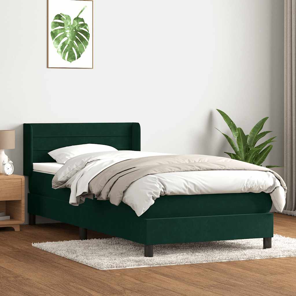Boxspring met matras fluweel donkergroen 80x220 cm is nu te koop bij PeponiXL, paradijselijk wonen!