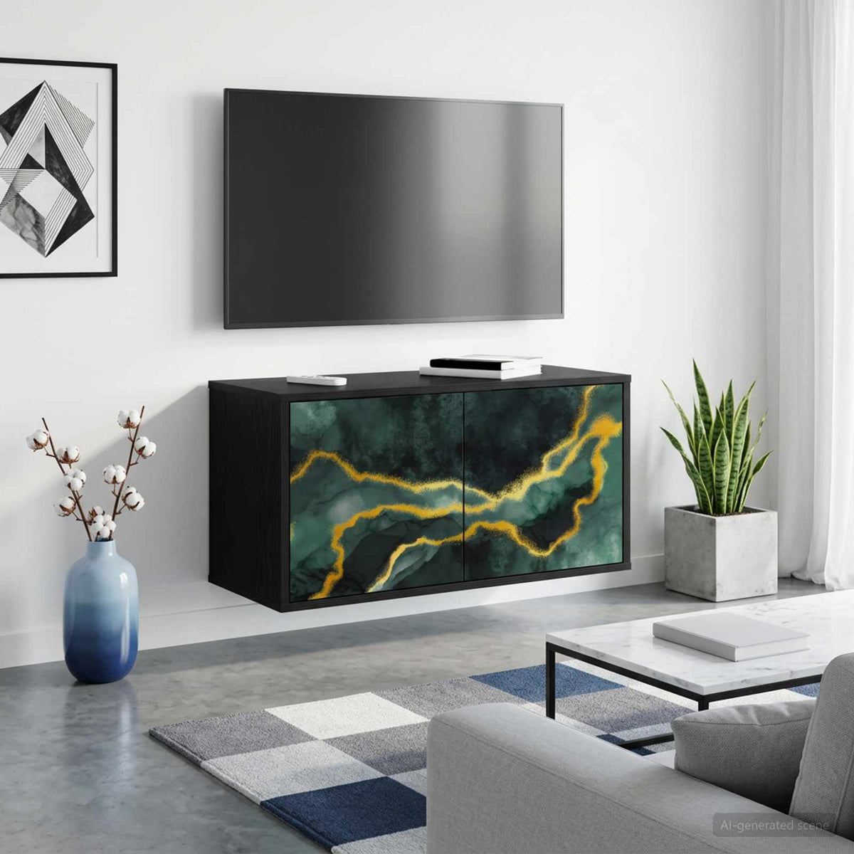 Wandgemonteerd tv-meubel WIJHE 69 x 33 x 40 cm Zwart eiken is nu te koop bij PeponiXL, paradijselijk wonen!