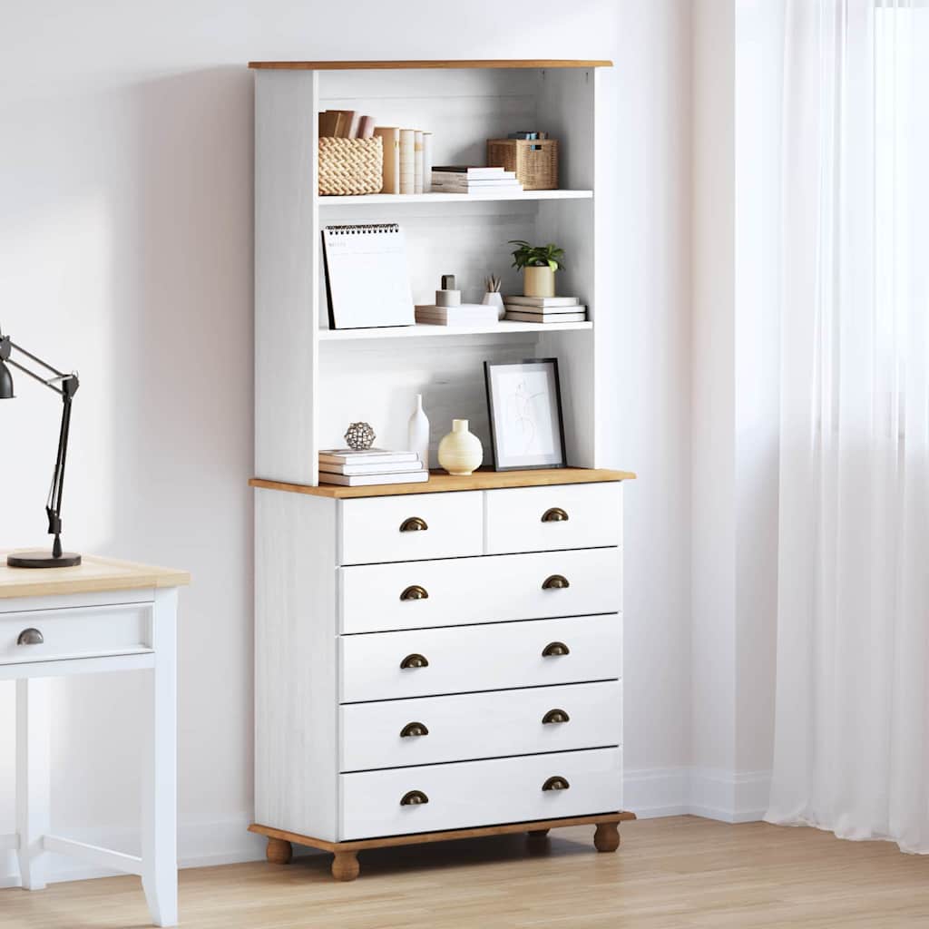 Hutch met lade ASKIM Wit 91 x 40 x 200,5 cm Massief grenenhout is nu te koop bij PeponiXL, paradijselijk wonen!