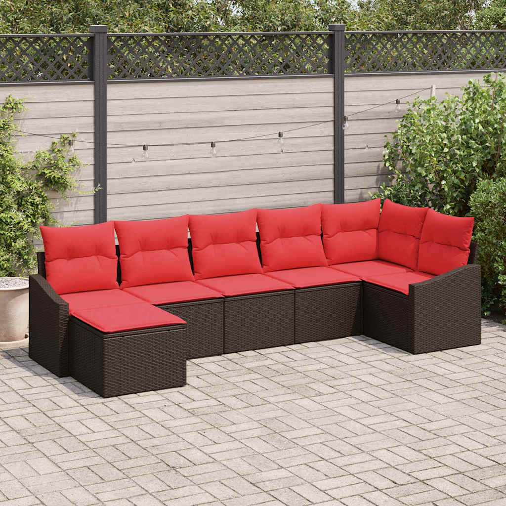 Bankstel 7 st Bruin poly rattan is nu te koop bij PeponiXL, paradijselijk wonen!