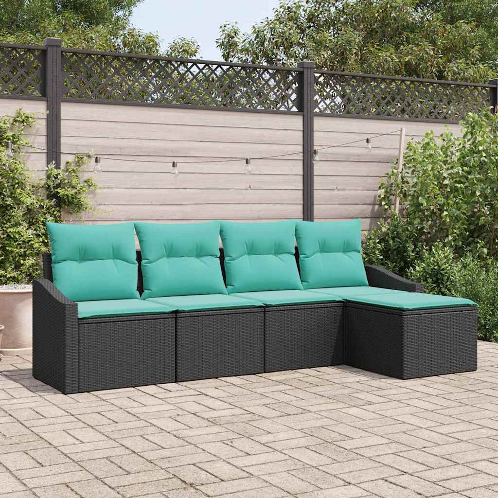 Bankstel met kussen 5 pcs Zwart poly rattan is nu te koop bij PeponiXL, paradijselijk wonen!