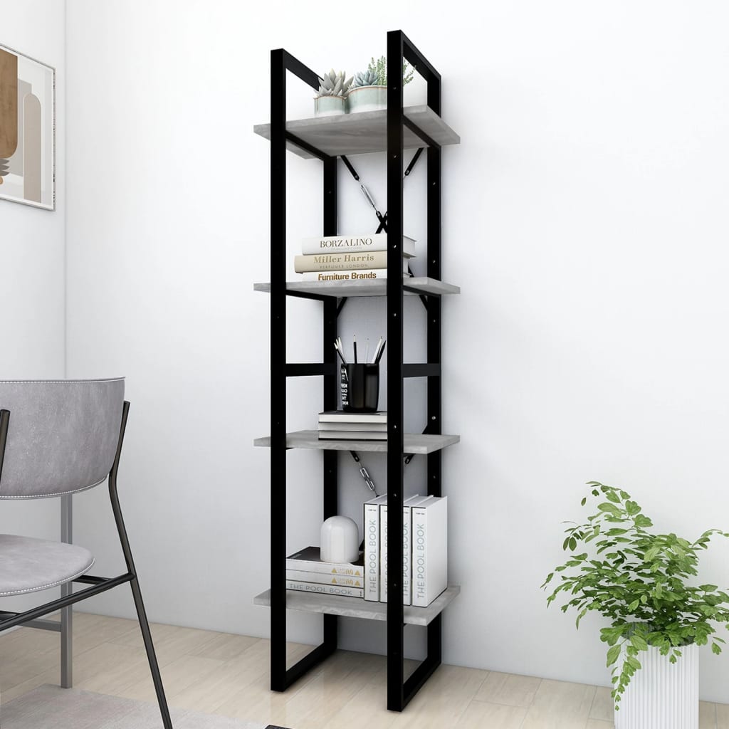 Boekenkast 4-laags 40x30x140 cm bewerkt hout grijs sonoma eiken is nu te koop bij PeponiXL, paradijselijk wonen!