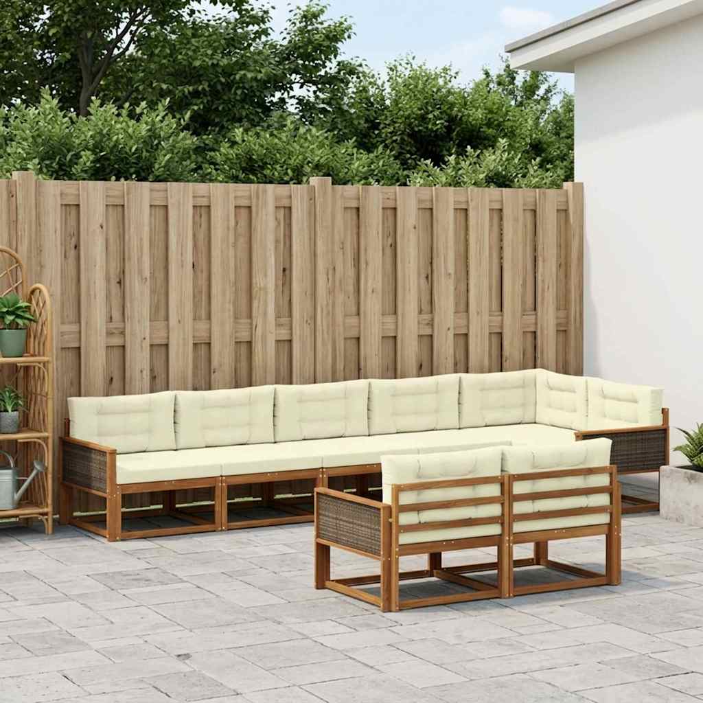 Buiten bankenset met kussen 8 pcs Natuurlijk en Crème is nu te koop bij PeponiXL, paradijselijk wonen!