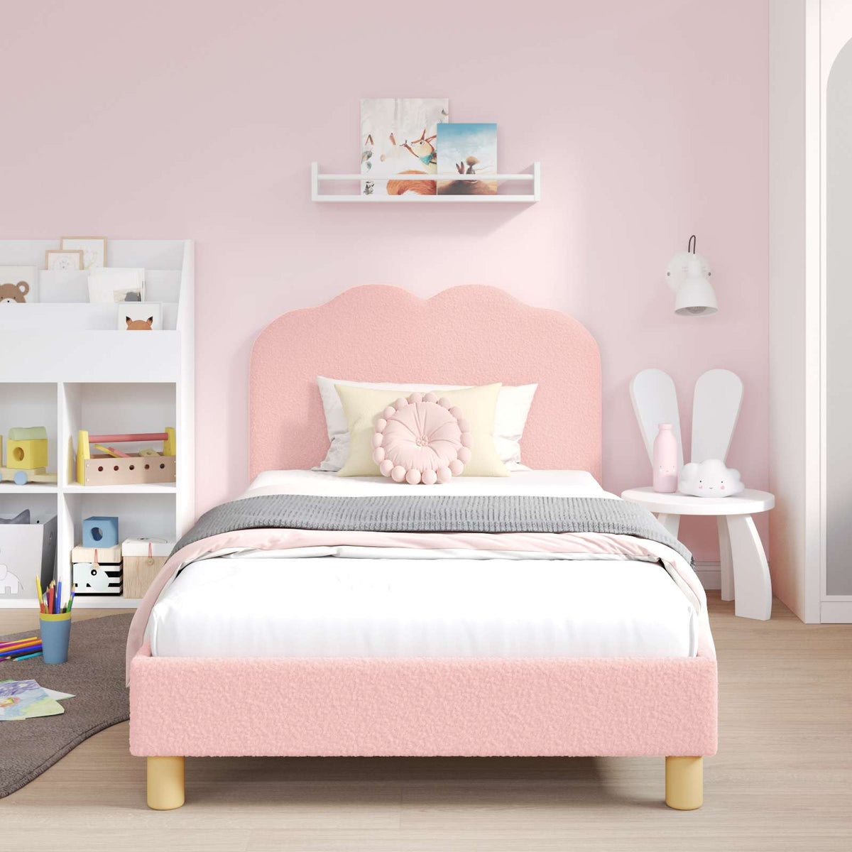 Bedframe voor kinderen met hoofdbord Roze 90 x 200 cm is nu te koop bij PeponiXL, paradijselijk wonen!