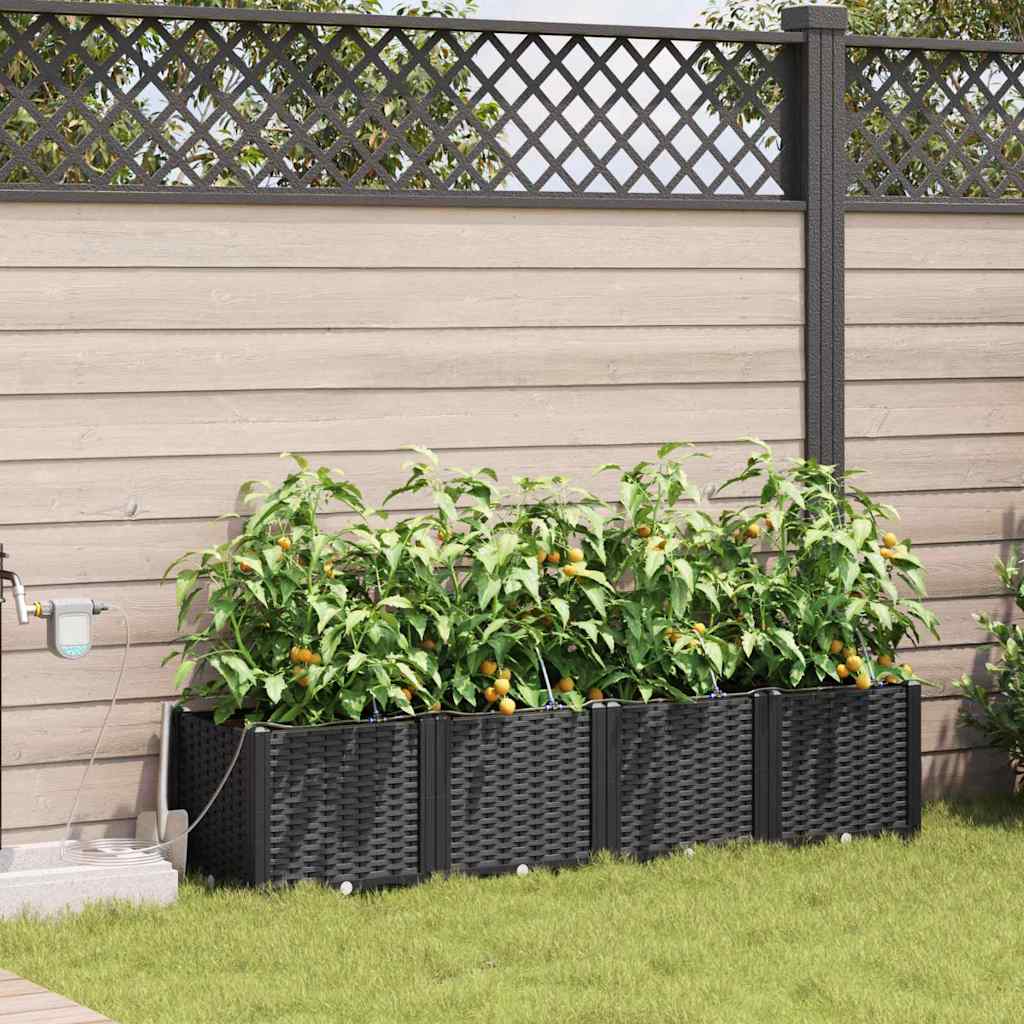 Tuin Bloempot 4 pcs Zwart Kunststof is nu te koop bij PeponiXL, paradijselijk wonen!