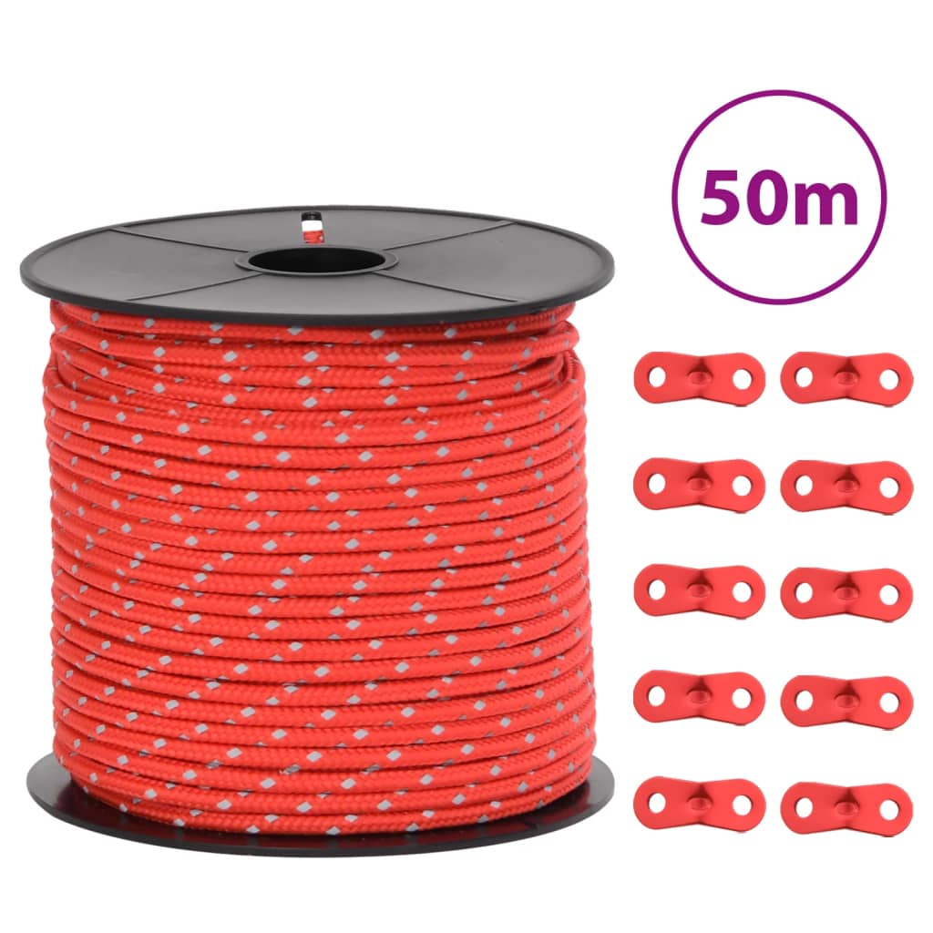 Tentscheerlijn met reflecterende strips en spanners 50 m 4 mm is nu te koop bij PeponiXL, paradijselijk wonen!