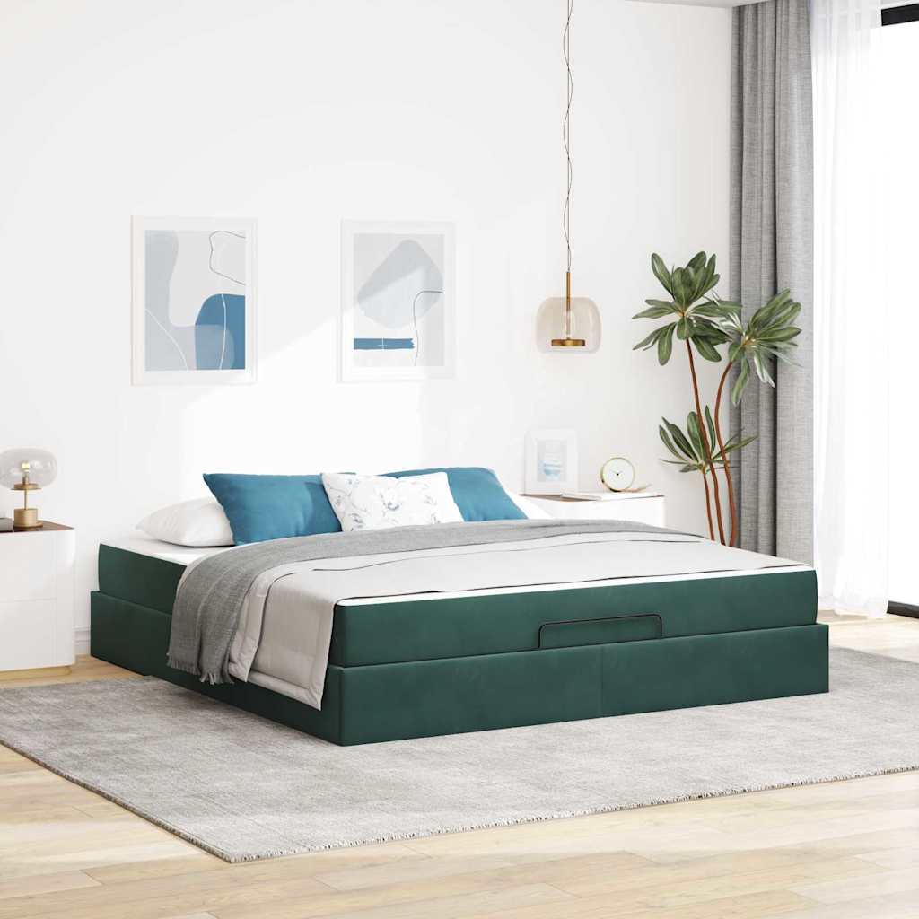 Bedframe met matras 2 pcs Groen Fluweel is nu te koop bij PeponiXL, paradijselijk wonen!