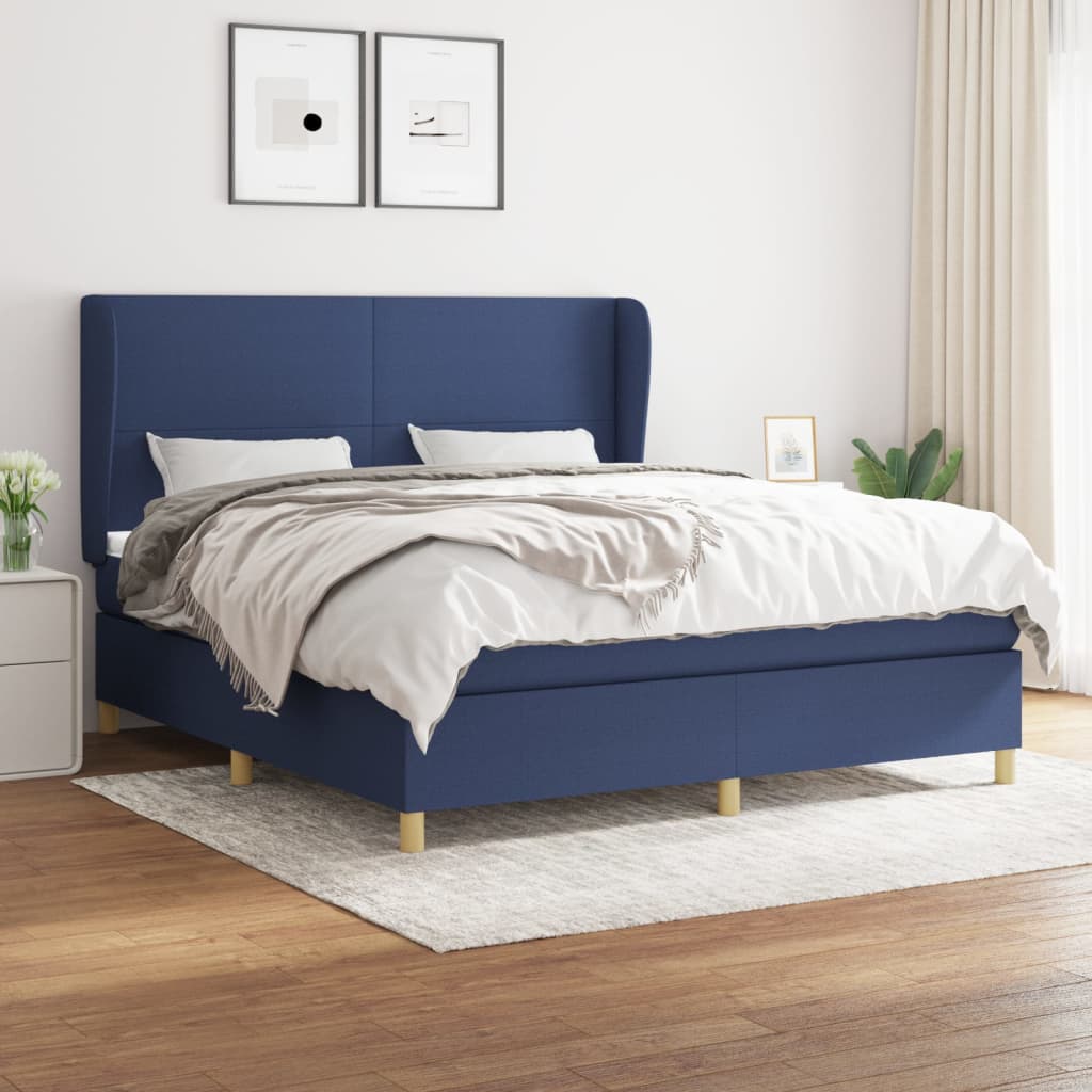 Boxspring met matras stof blauw 160x200 cm is nu te koop bij PeponiXL, paradijselijk wonen!
