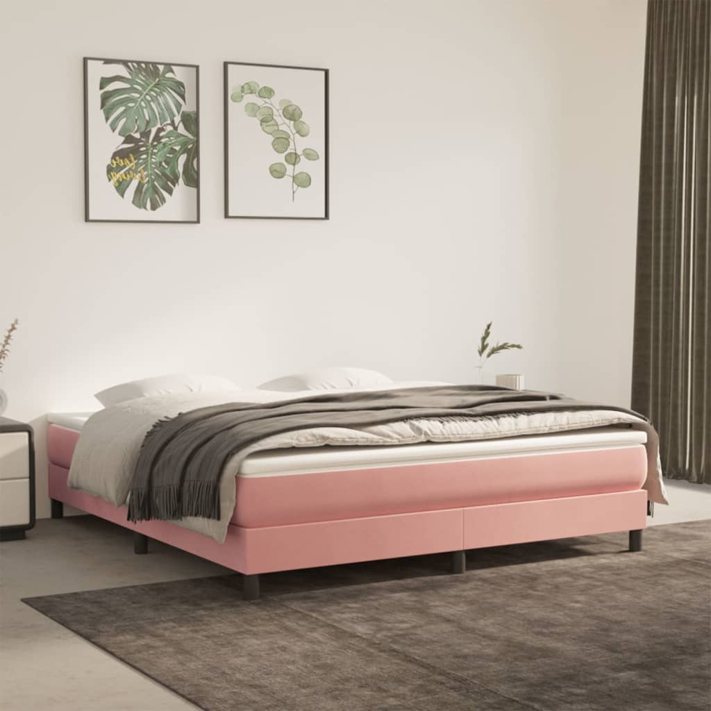 Boxspring met matras fluweel roze 180x200 cm is nu te koop bij PeponiXL, paradijselijk wonen!
