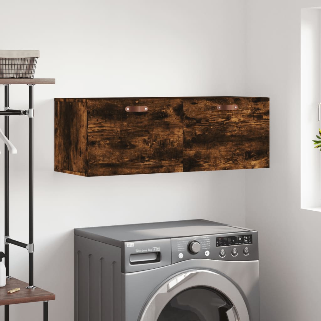 Wandkast 100x36,5x35 cm bewerkt hout gerookt eikenkleurig is nu te koop bij PeponiXL, paradijselijk wonen!