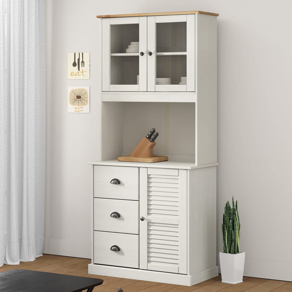 Hoge kast VIGO 78x40x175 cm massief grenenhout wit is nu te koop bij PeponiXL, paradijselijk wonen!
