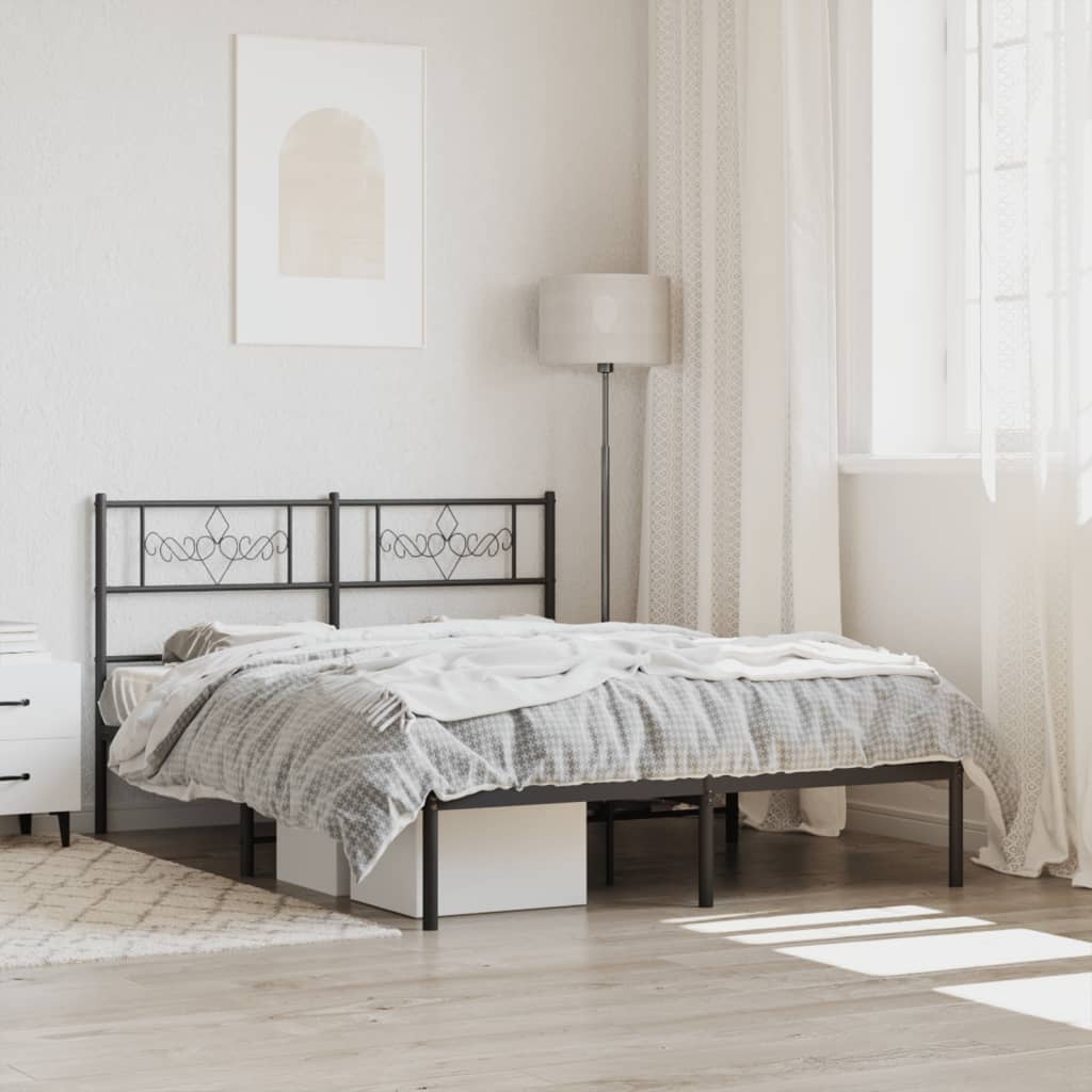 Bedframe met hoofdbord metaal zwart 120x190 cm is nu te koop bij PeponiXL, paradijselijk wonen!
