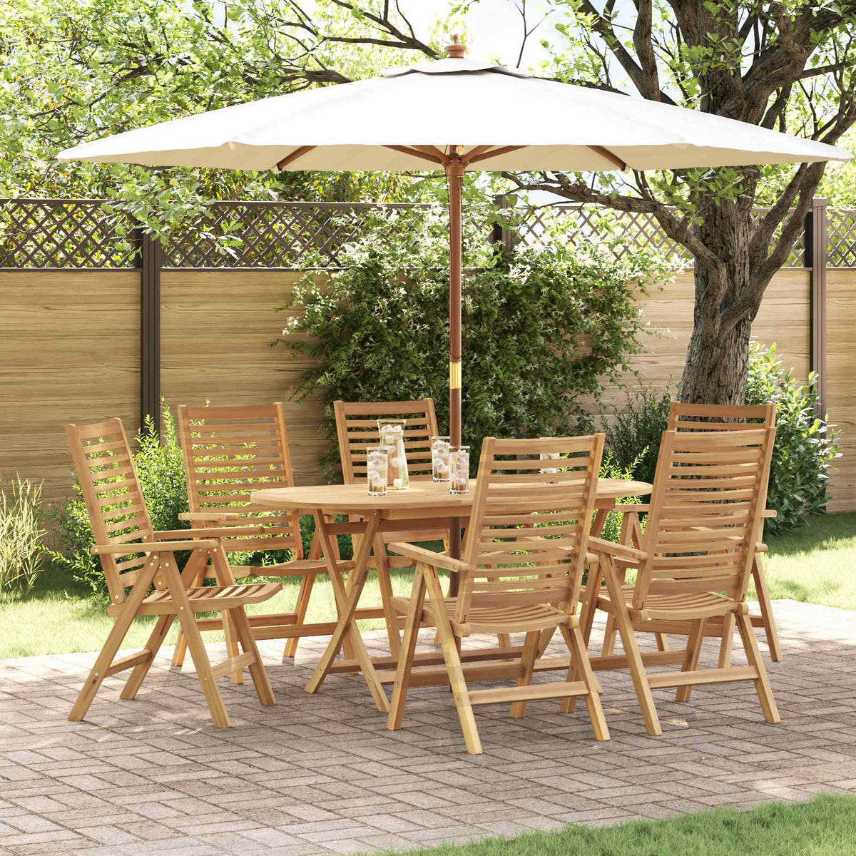 Tuin eettafelset 7 pcs Bruin Massief Teakhout is nu te koop bij PeponiXL, paradijselijk wonen!