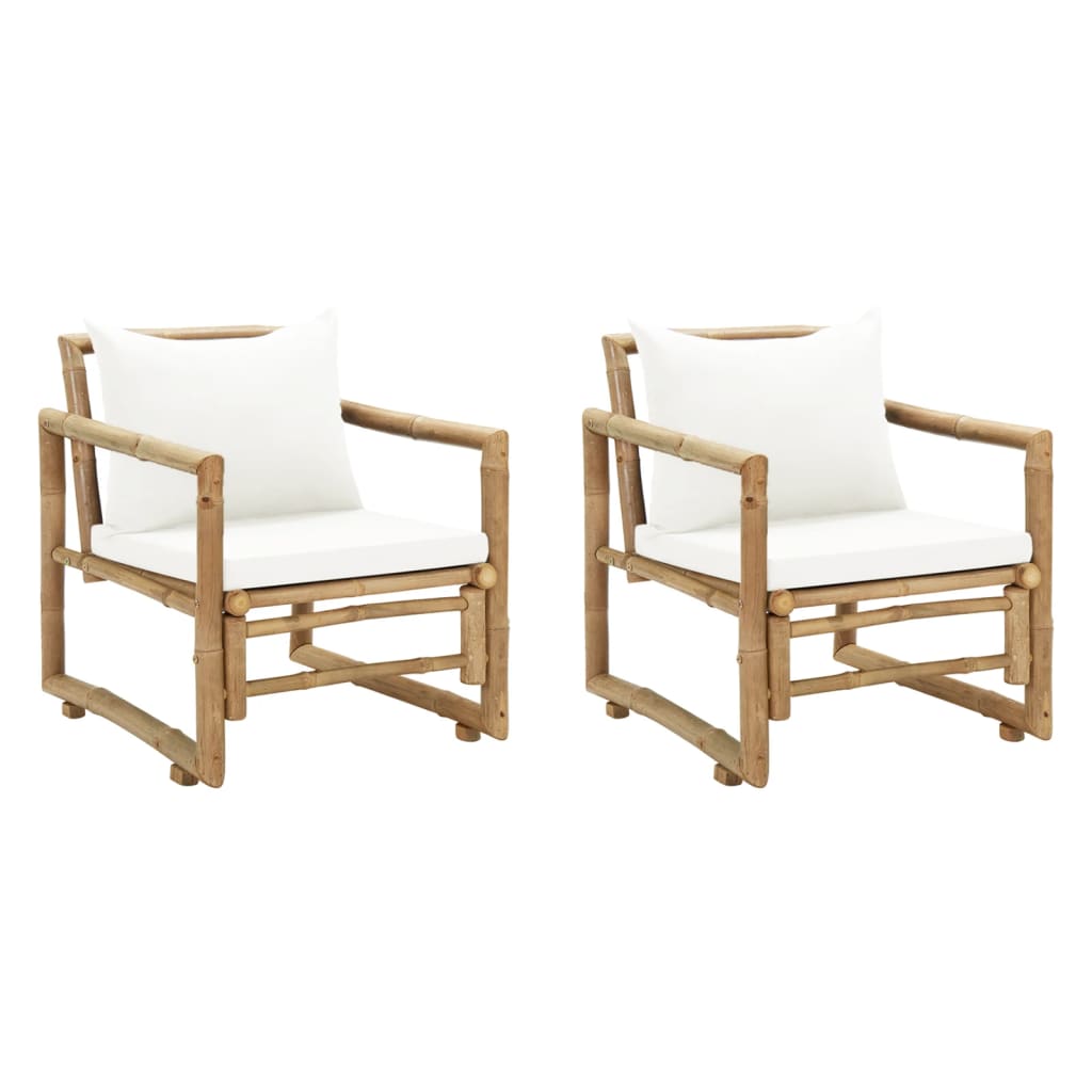 Tuinstoelen 2 st met kussens bamboe is nu te koop bij PeponiXL, paradijselijk wonen!