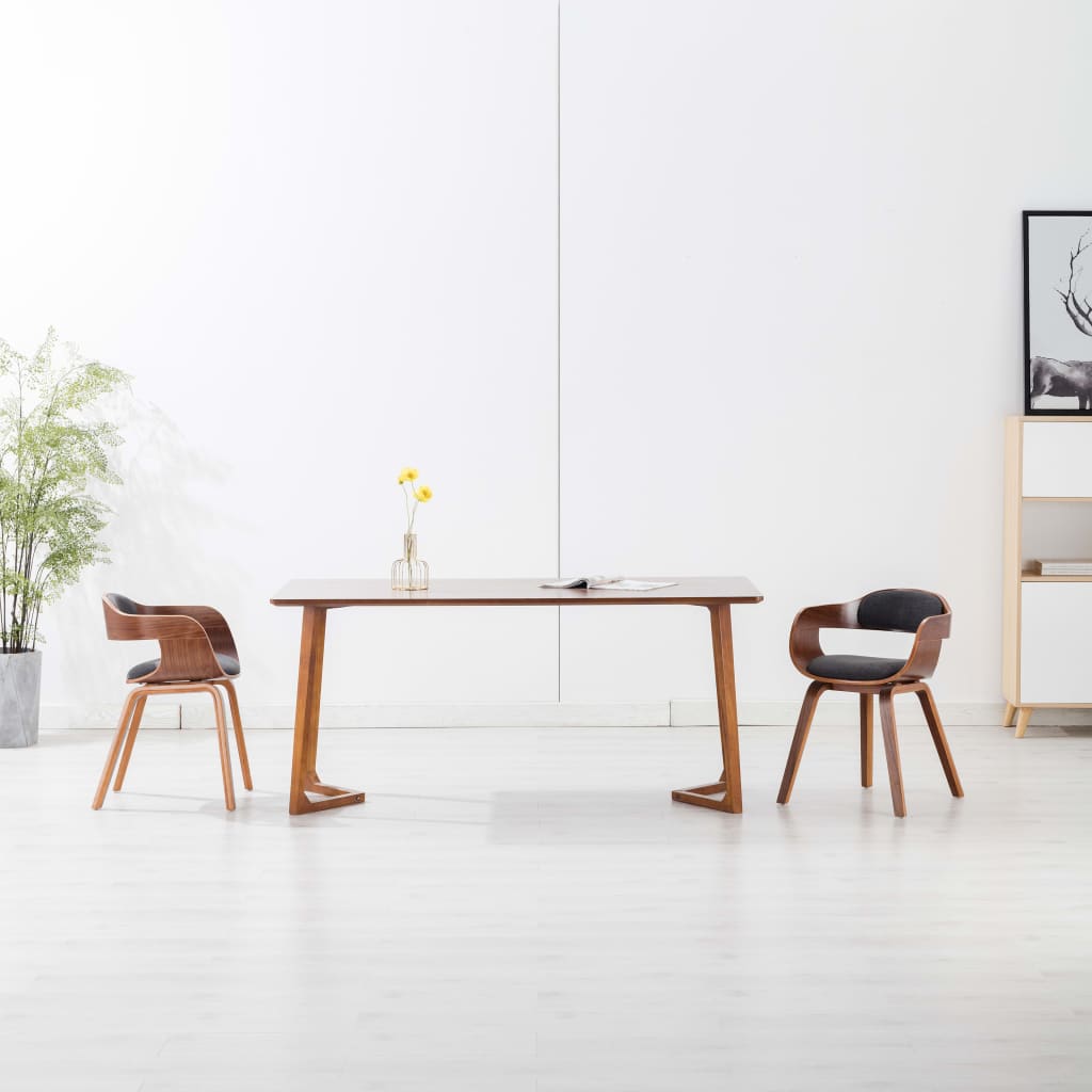 Eetkamerstoelen 2 st stof en gebogen hout donkergrijs is nu te koop bij PeponiXL, paradijselijk wonen!