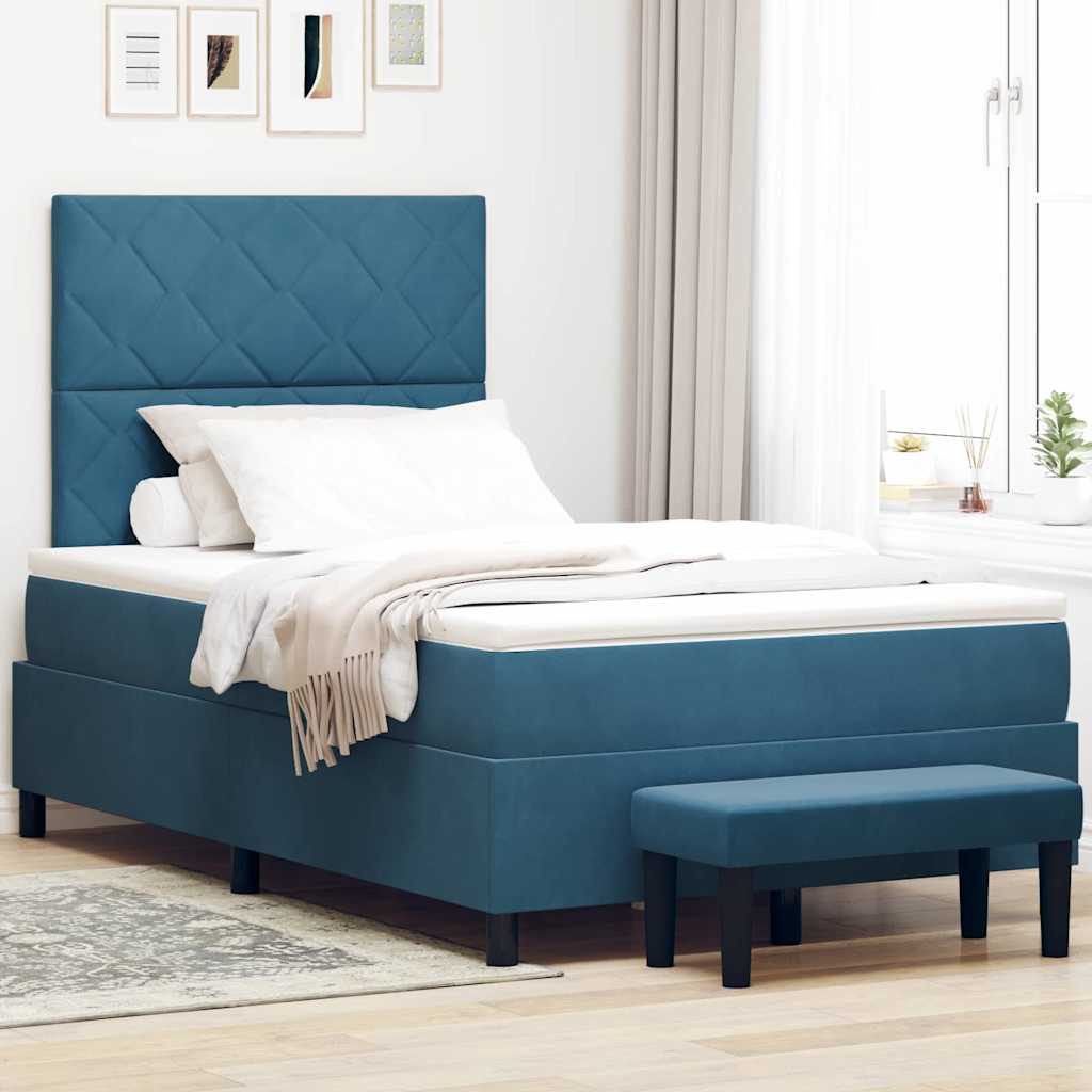 Boxspring bed met hoofdeinde Donkerblauw 200 x 120 cm Fluweel is nu te koop bij PeponiXL, paradijselijk wonen!