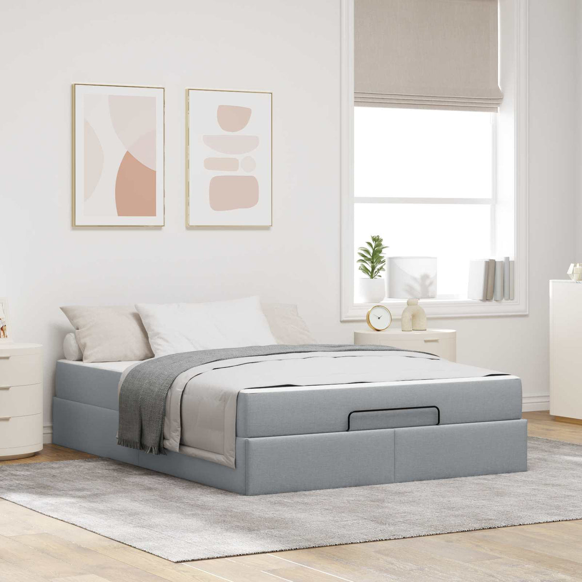 Bedframe met matras 2 pcs Lichtgrijs Stof is nu te koop bij PeponiXL, paradijselijk wonen!