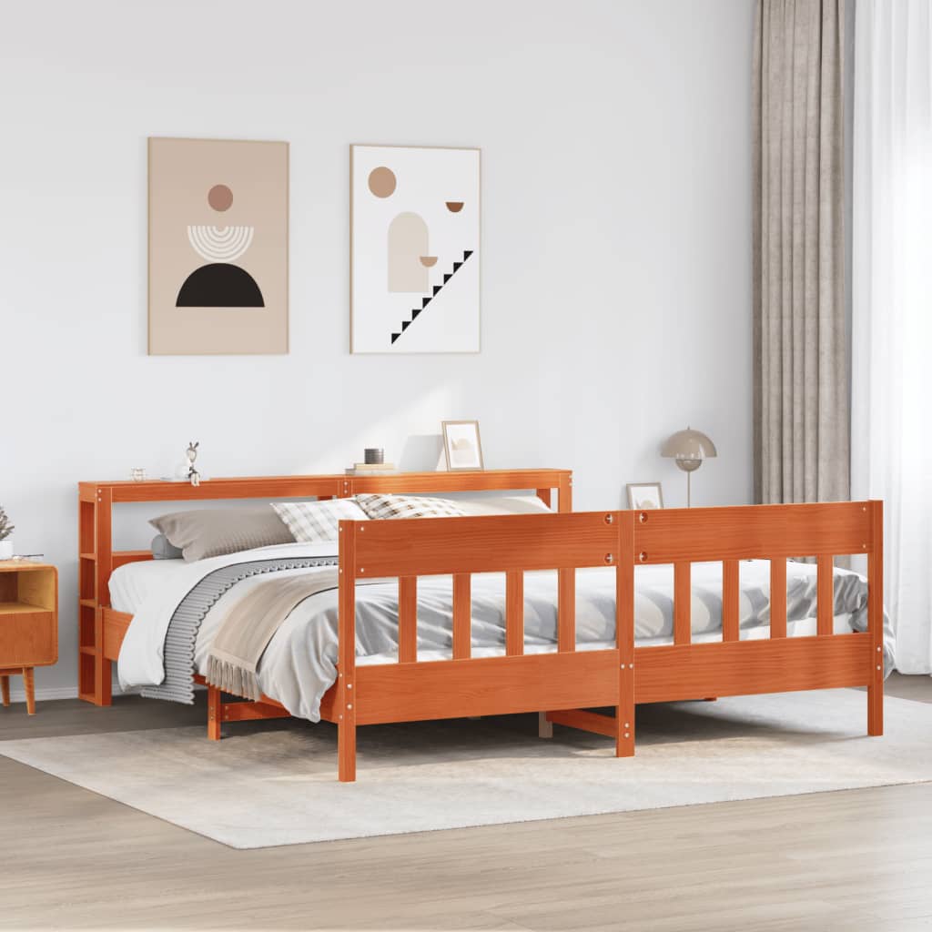 Bedframe zonder matras massief grenenhout wasbruin 200x200 cm is nu te koop bij PeponiXL, paradijselijk wonen!