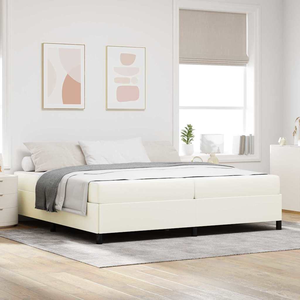 Bedframe met matras Crème 200 x 200 cm Stof is nu te koop bij PeponiXL, paradijselijk wonen!