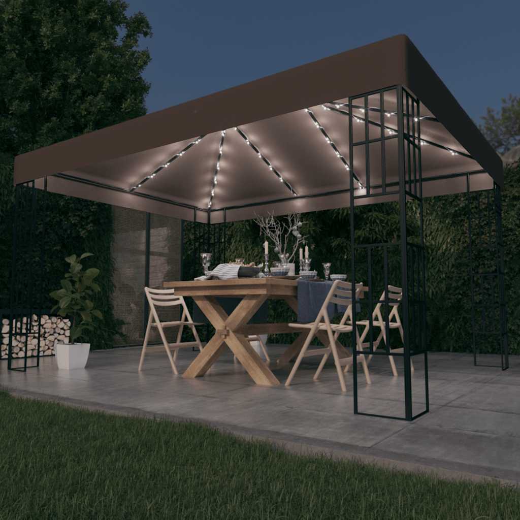 Prieel met LED-lichtslinger 4x3 m taupe is nu te koop bij PeponiXL, paradijselijk wonen!