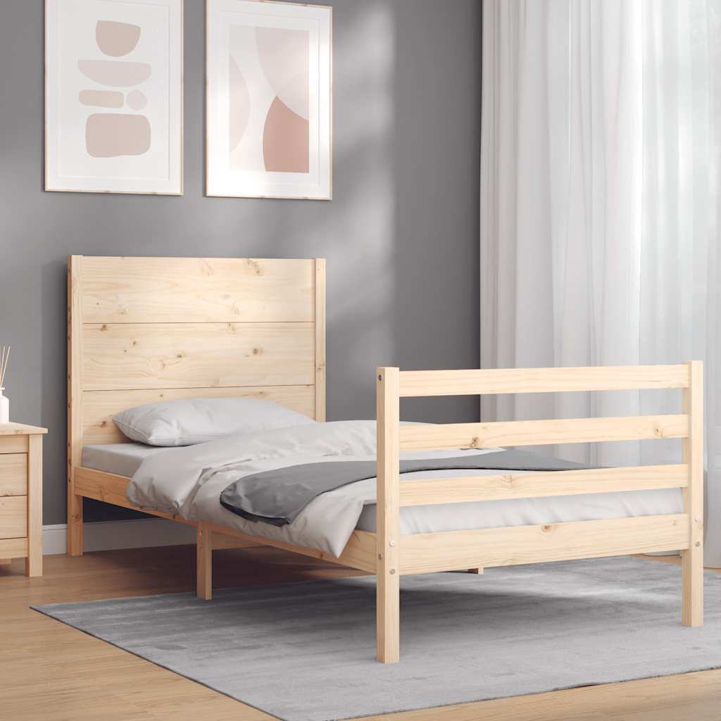 Bedframe met hoofdbord massief hout 100x200 cm is nu te koop bij PeponiXL, paradijselijk wonen!
