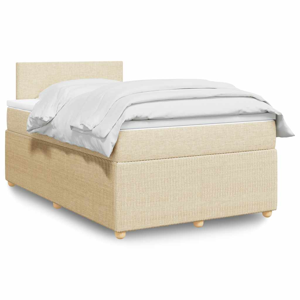Boxspring met matras stof crèmekleurig 120x190 cm is nu te koop bij PeponiXL, paradijselijk wonen!