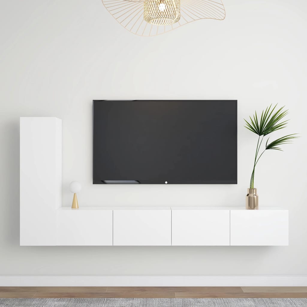 3-delige Tv-meubelset bewerkt hout wit is nu te koop bij PeponiXL, paradijselijk wonen!