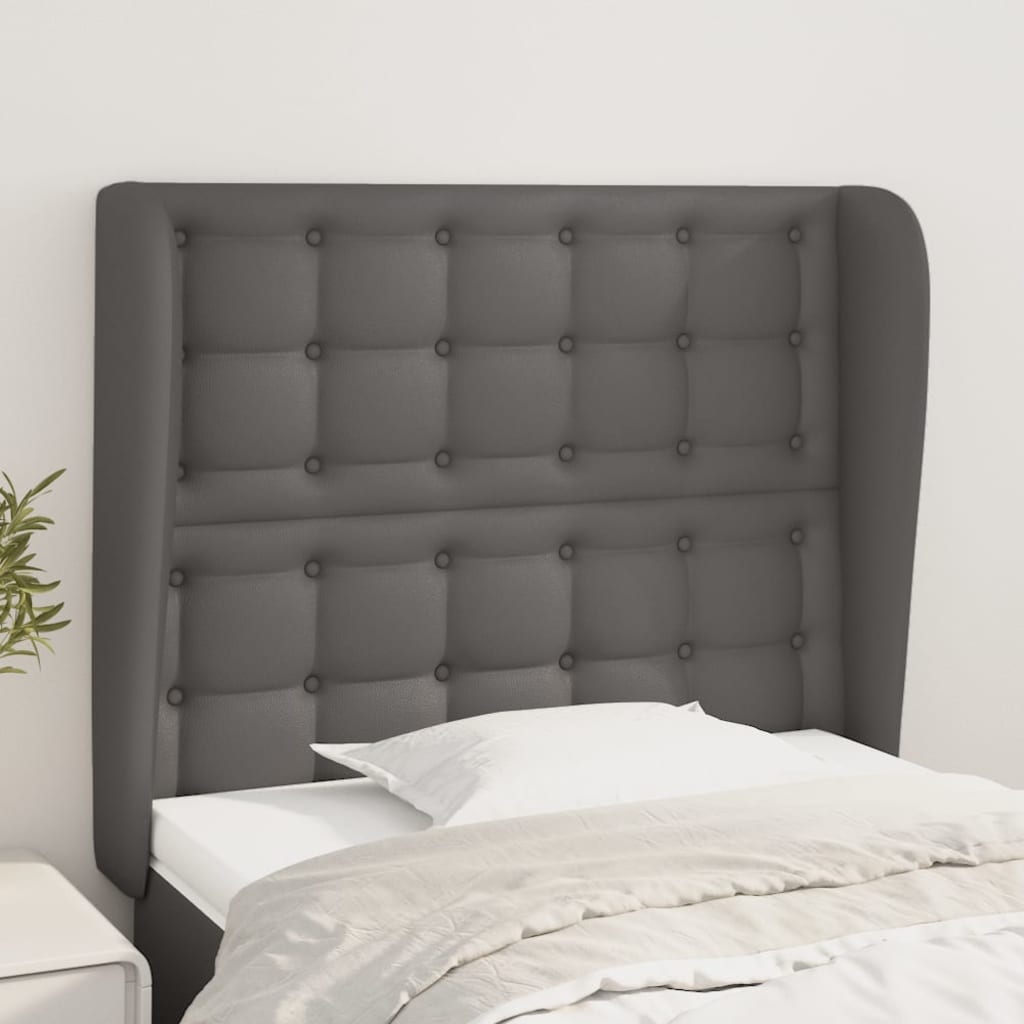 Hoofdbord met randen 83x23x118/128 cm kunstleer grijs is nu te koop bij PeponiXL, paradijselijk wonen!