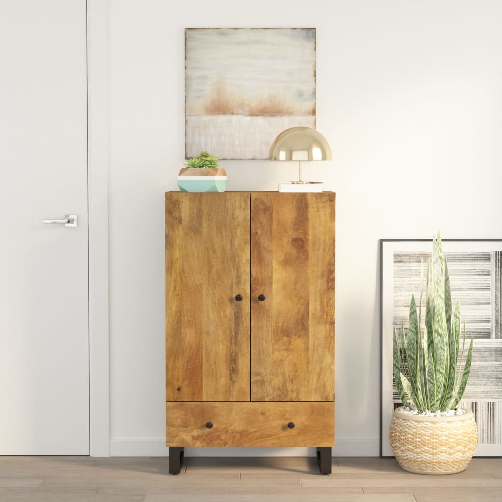 Hoge kast met lade 60x33x100 cm massief mangohout en ijzer is nu te koop bij PeponiXL, paradijselijk wonen!