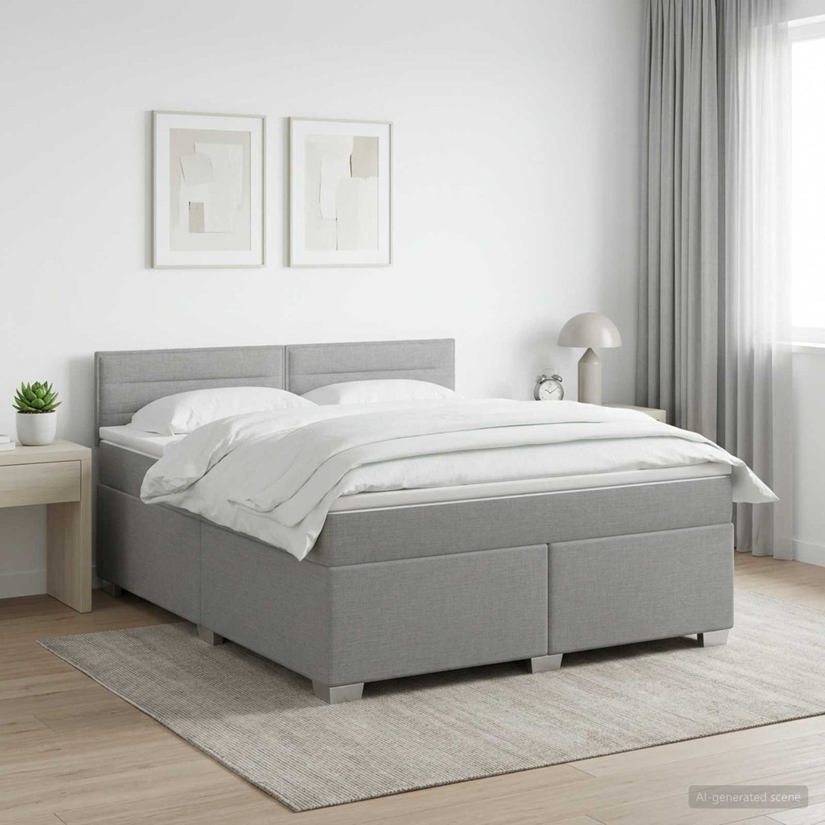 Boxspringbed met matras Lichtgrijs 140 x 200 cm Stof is nu te koop bij PeponiXL, paradijselijk wonen!