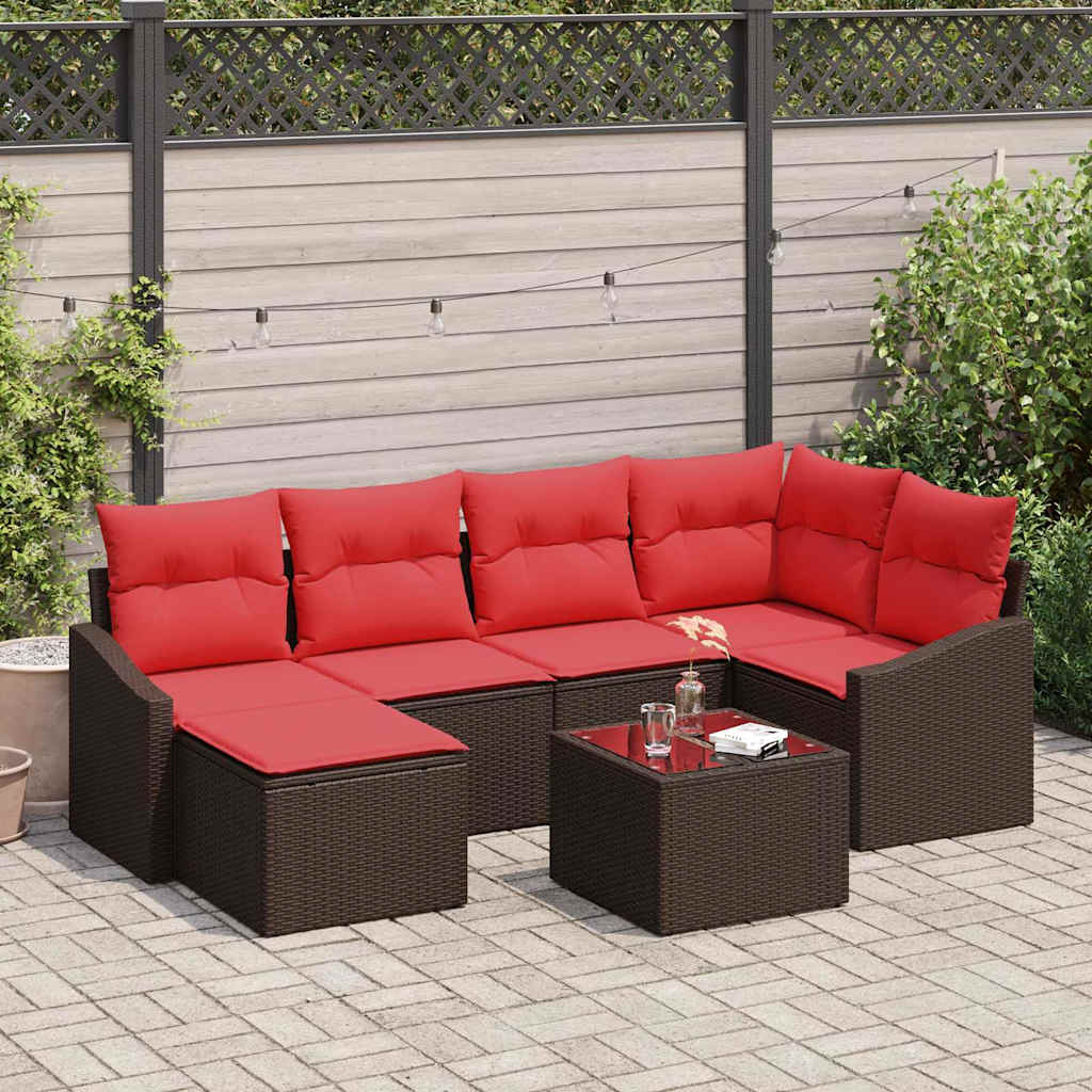 Bankstel 7 st Bruin poly rattan is nu te koop bij PeponiXL, paradijselijk wonen!