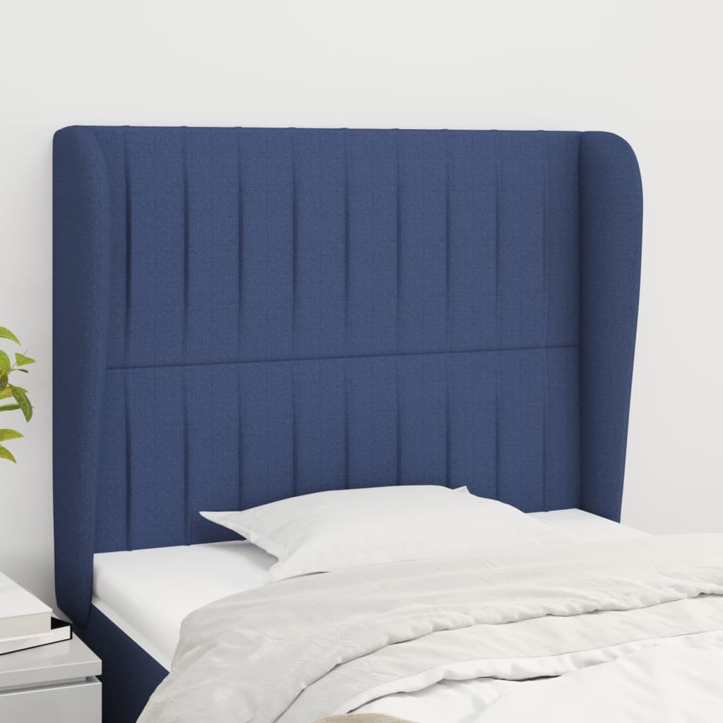 Hoofdbord met randen 83x23x118/128 cm stof blauw is nu te koop bij PeponiXL, paradijselijk wonen!