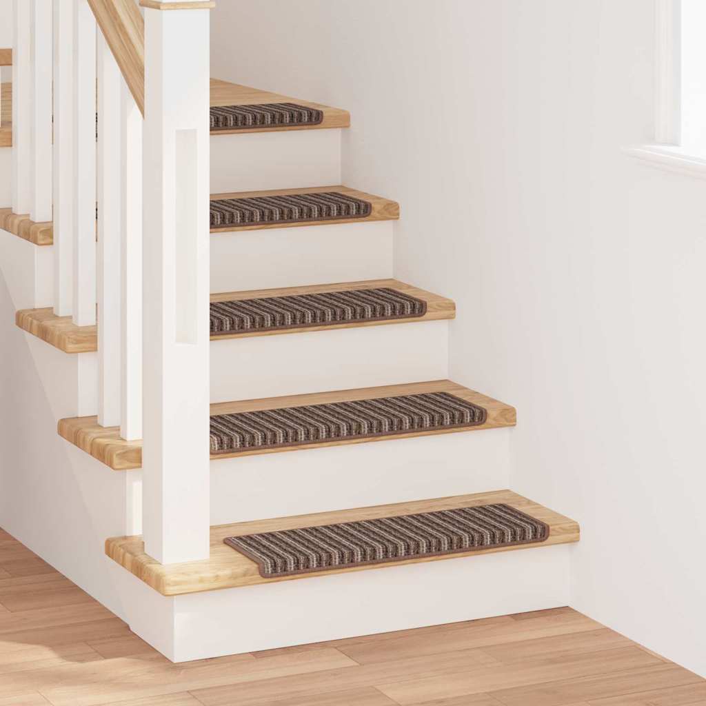 Zelfklevende Trapmatten Gestreept 15 pcs Bruin 65 x 21 x 4 cm is nu te koop bij PeponiXL, paradijselijk wonen!
