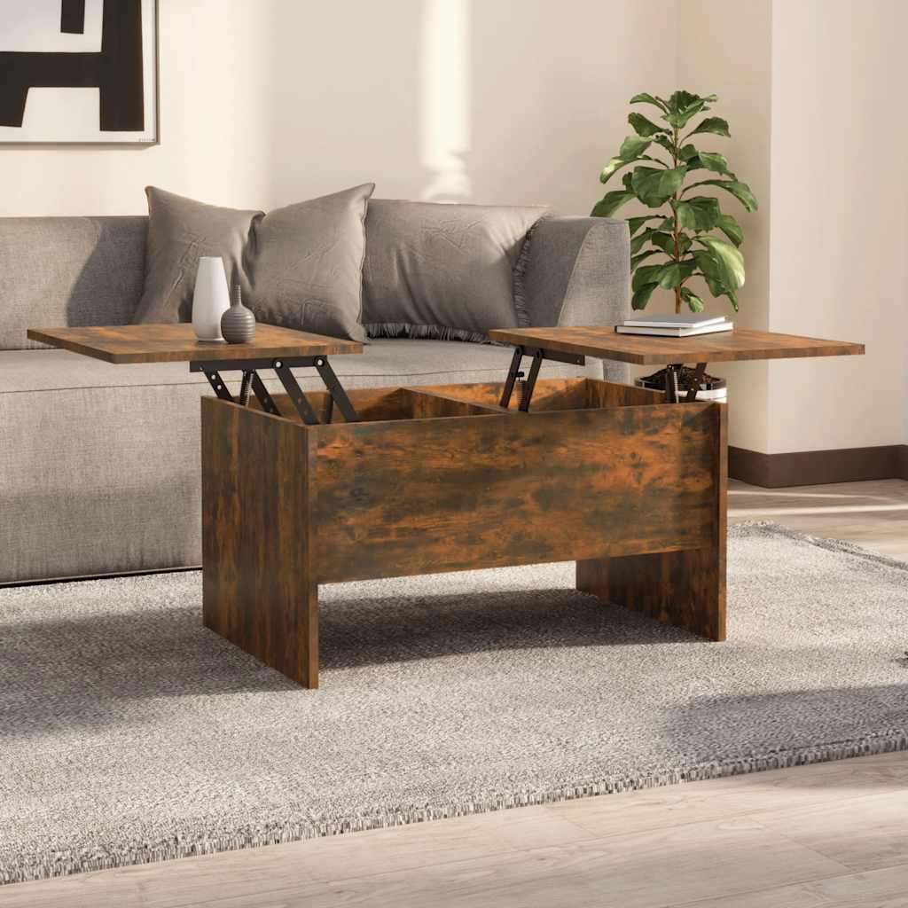 Salontafel 80x50x42,5 cm bewerkt hout gerookt eikenkleurig is nu te koop bij PeponiXL, paradijselijk wonen!
