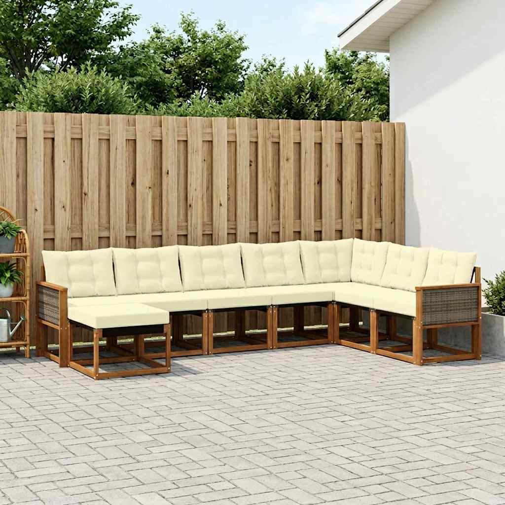 Buiten bankenset met kussen 8 pcs Natuurlijk en Crème is nu te koop bij PeponiXL, paradijselijk wonen!