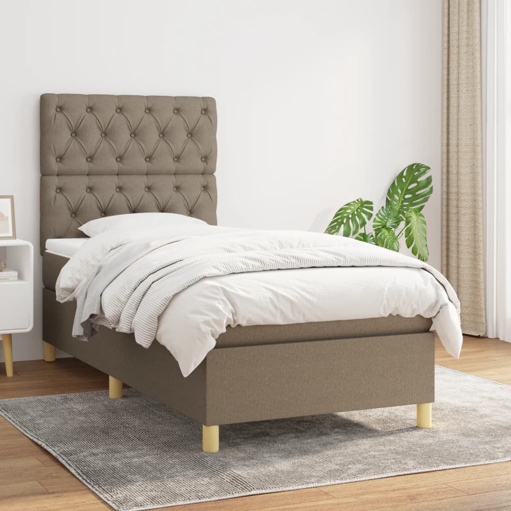 Boxspring met matras stof taupe 80x200 cm is nu te koop bij PeponiXL, paradijselijk wonen!