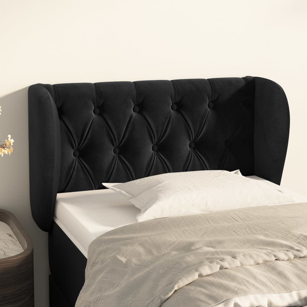 Hoofdbord met randen 83x23x78/88 cm fluweel zwart is nu te koop bij PeponiXL, paradijselijk wonen!