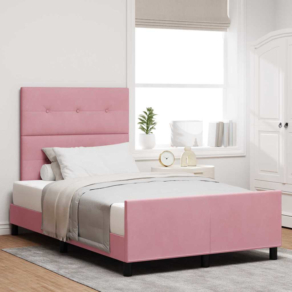 Boxspringbed met hoofdeinde Roze 120 x 200 cm Fluweel is nu te koop bij PeponiXL, paradijselijk wonen!